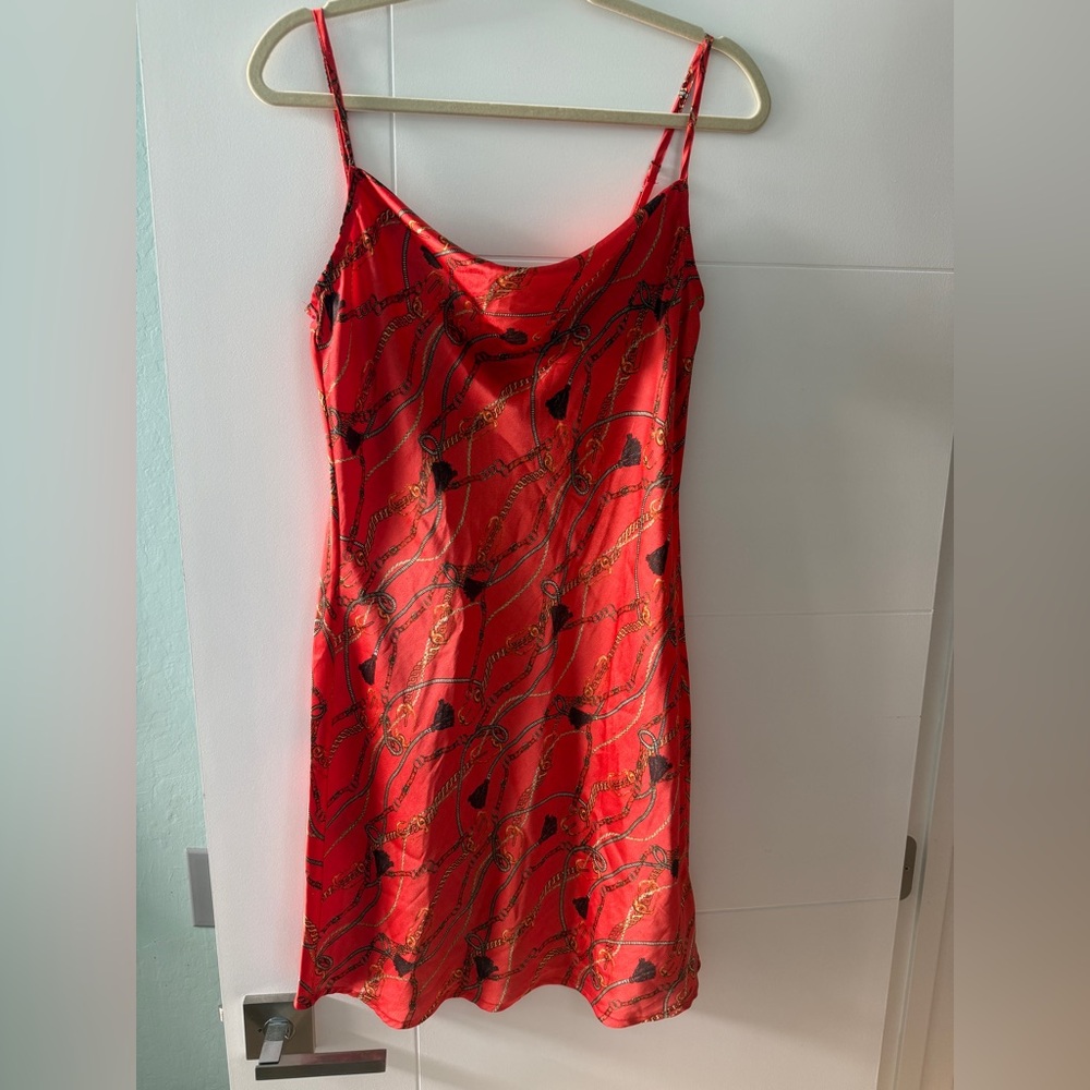 Guess Red and Black Patterned Dress